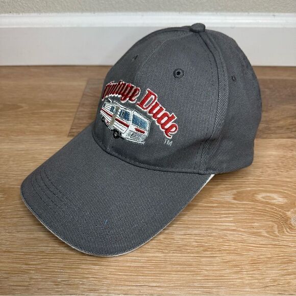 Vintage Dude Embroidered Gray Adjustable Strapback Hat - Picture 3 of 11